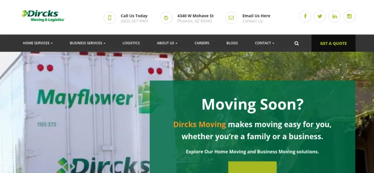 Screenshot Dircks Moving & Logistics