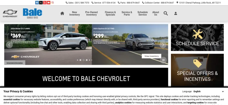 Screenshot Bale Chevrolet Company