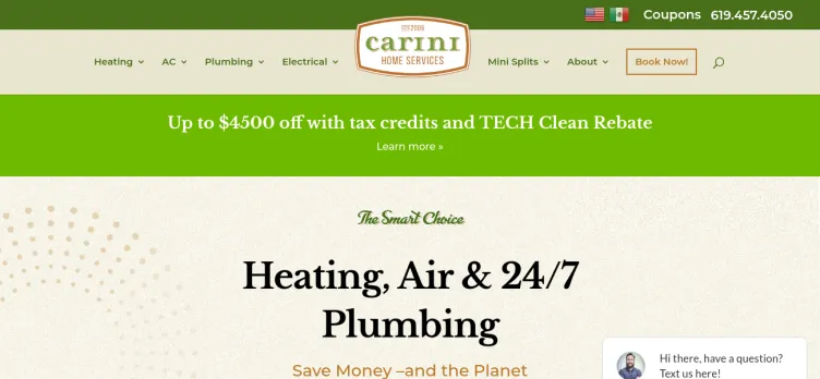 Screenshot Carini Heating Air and Plumbing