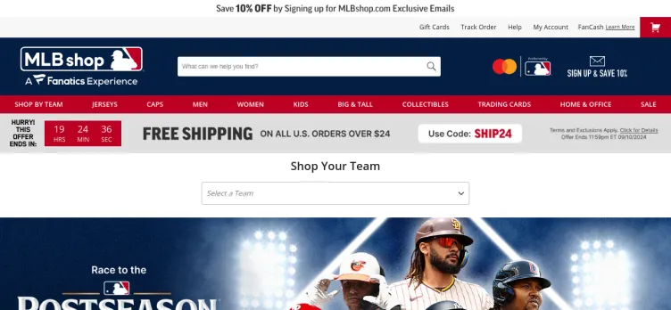 Screenshot MLB.com Shop