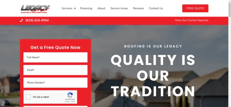 Screenshot Legacy Roofing & Restorations