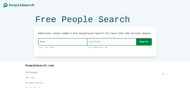 Screenshot PeopleSearch.com