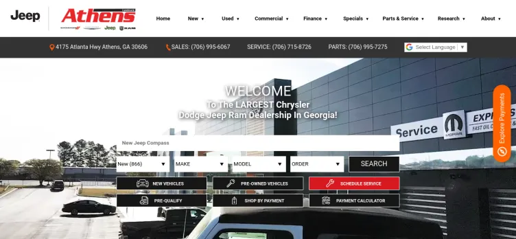 Screenshot Athens Dodge Chrysler Jeep