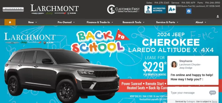 Screenshot Larchmont Chrysler Jeep Dodge