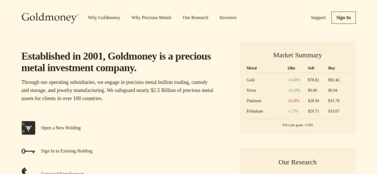 Screenshot Goldmoney