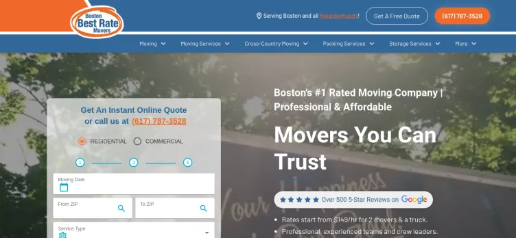 Screenshot Boston Best Rate Movers