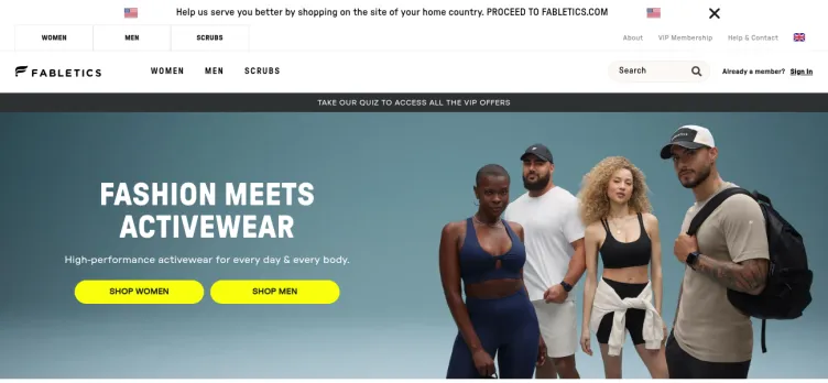 Screenshot Fabletics UK