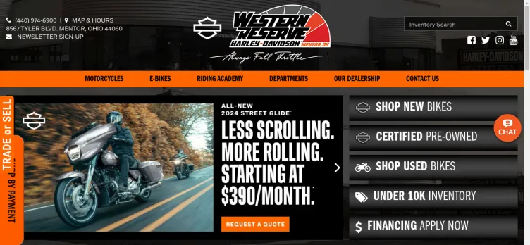 Screenshot Western Reserve Harley-Davidson Motorcycles