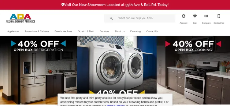 Screenshot Arizona Discount Appliance