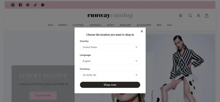 Screenshot Runway Catalog