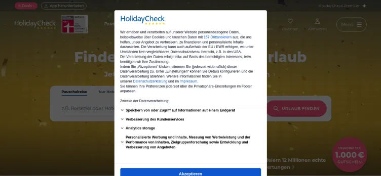 Screenshot HolidayCheck