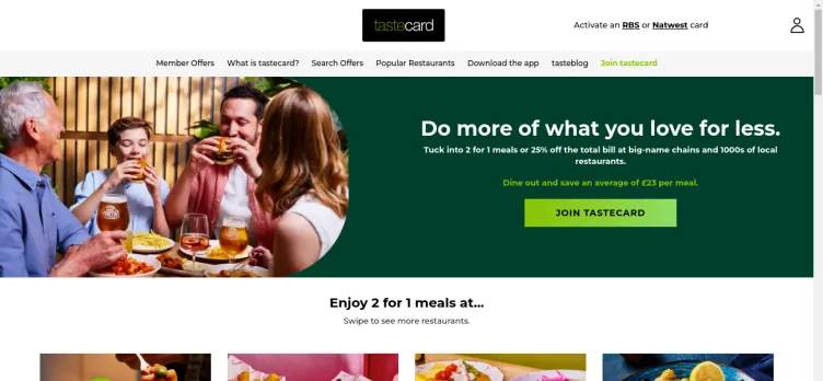 Screenshot tastecard