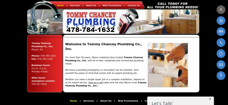 Screenshot Tommy Chancey Plumbing Company