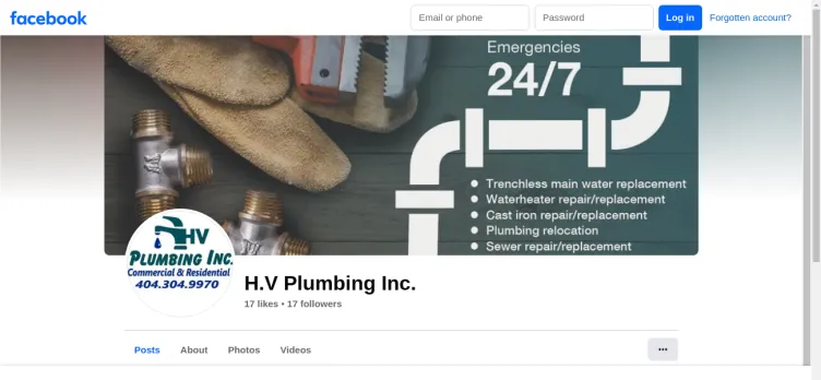 Screenshot H.V. Plumbing