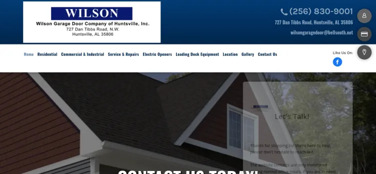 Screenshot Wilson Garage Door Company of Huntsville