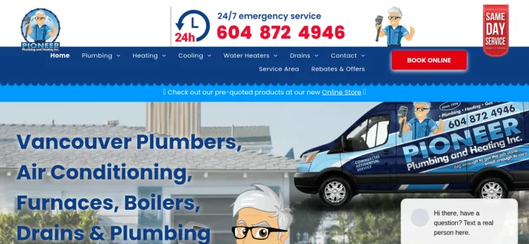 Screenshot Pioneer Plumbing & Heating