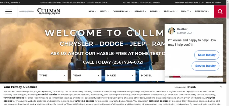 Screenshot Cullman Chysler Dodge Jeep