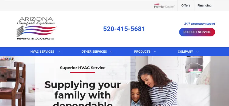 Screenshot Arizona Comfort Systems Heating and Cooling