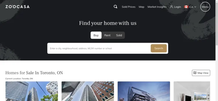 Screenshot Zoocasa Realty