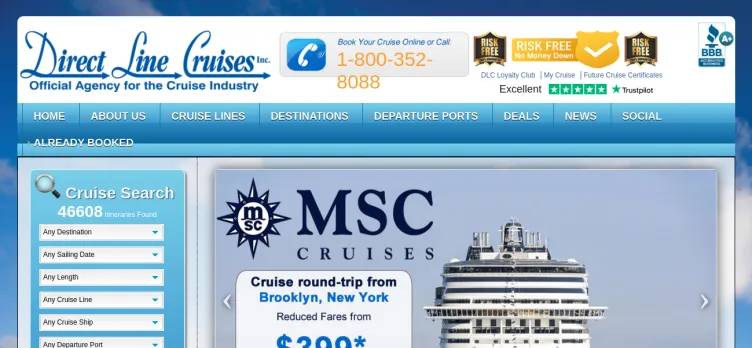 Screenshot Direct Line Cruises