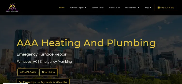 Screenshot AAA Heating and Plumbing