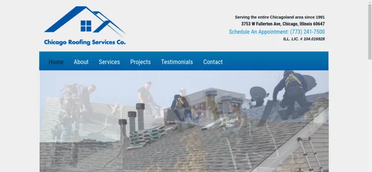 Screenshot Chicago Roofing Services