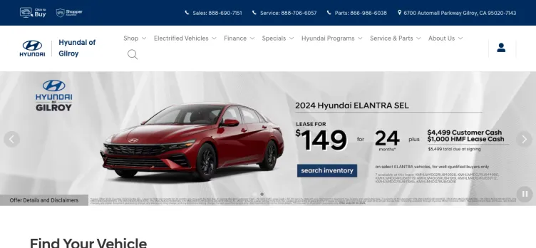 Screenshot Hyundai of Gilroy