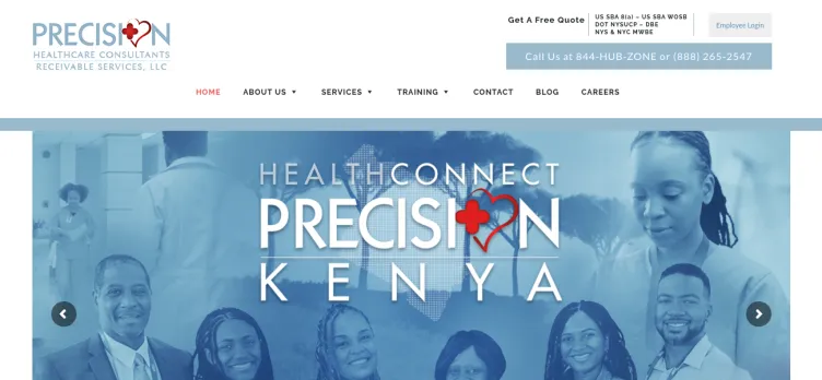 Screenshot Precision HealthCare Consultants