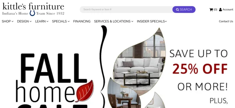 Screenshot Kittle's Home Furnishings Center