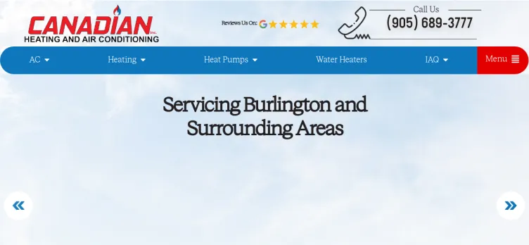 Screenshot Canadian Heating and Air Conditioning