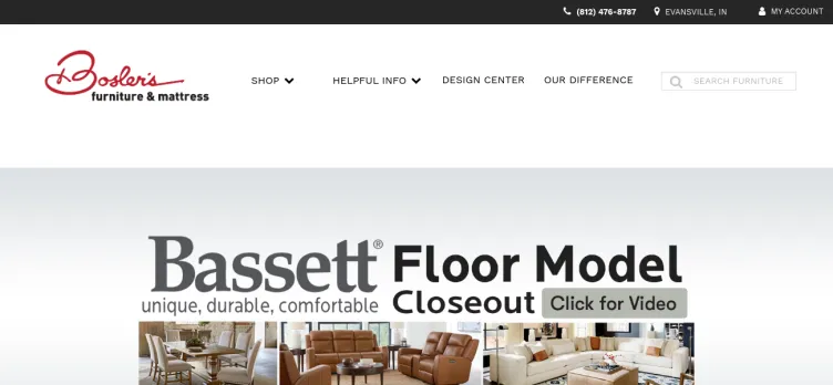 Screenshot Dean Bosler's Furniture Showroom