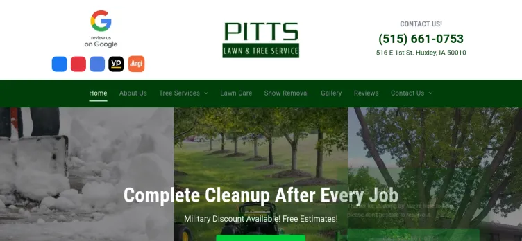 Screenshot Pitts Lawn & Tree Service