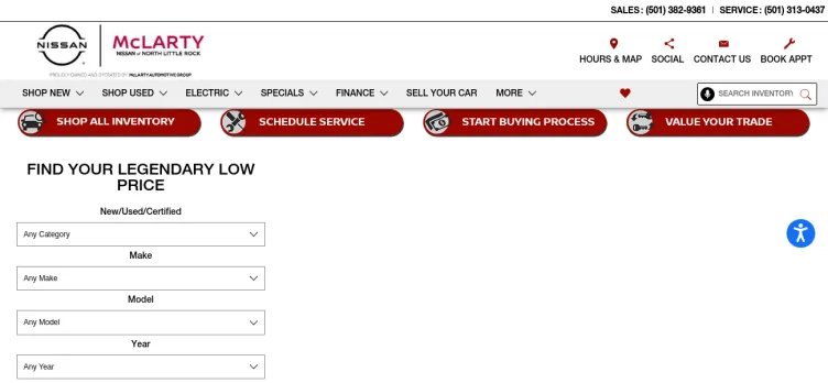 Screenshot McLarty Nissan of North Little Rock