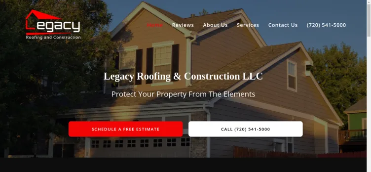 Screenshot Legacy Roofing & Construction