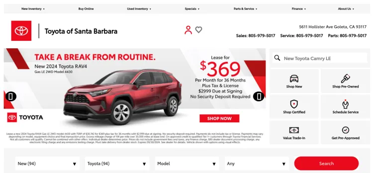 Screenshot Toyota of Santa Barbara