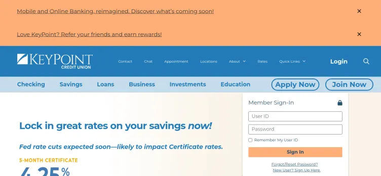 Screenshot KeyPoint Credit Union