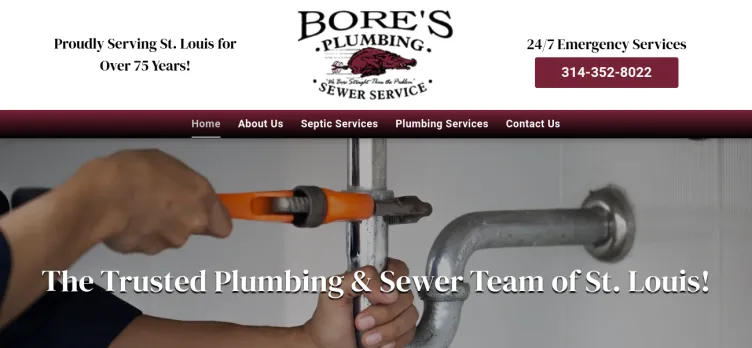 Screenshot Bore's Plumbing & Sewer Service