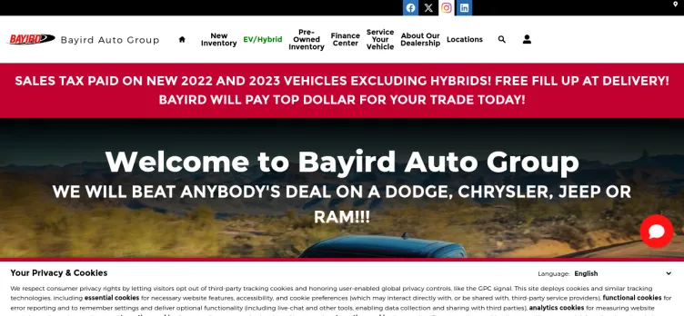 Screenshot Bayird Auto Group