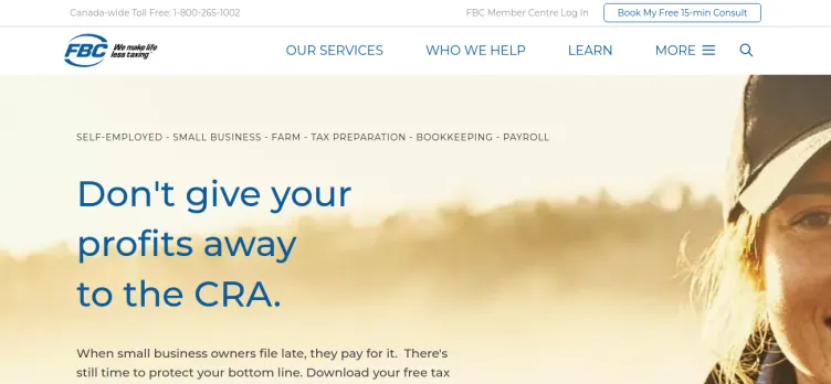 Screenshot FBC Canada's Business Tax, Bookkeeping and Payroll Specialist