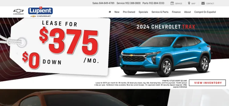 Screenshot Lupient Chevrolet of Bloomington