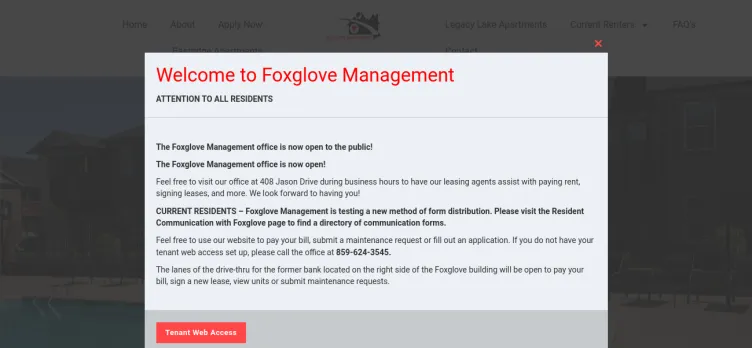 Screenshot Foxglove Management