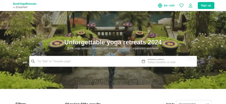 Screenshot BookYogaRetreats