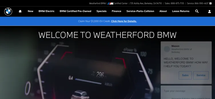 Screenshot Weatherford BMW of Berkeley