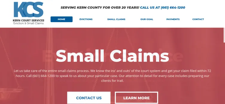 Screenshot Kern Tenant Screening and Kern Court Services