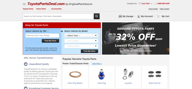 Screenshot Toyota Parts Zone