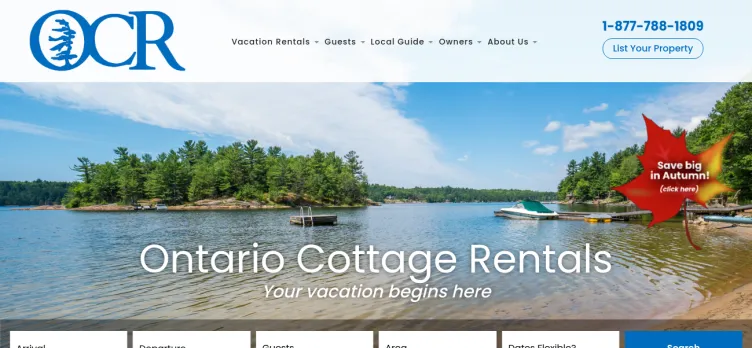 Screenshot Ontario Cottage Rentals