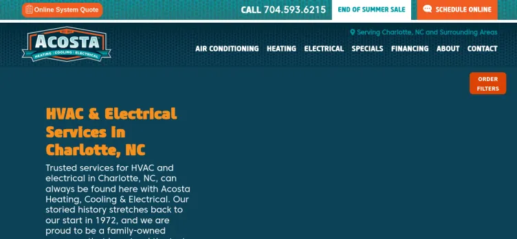 Screenshot Acosta Heating, Cooling & Electrical