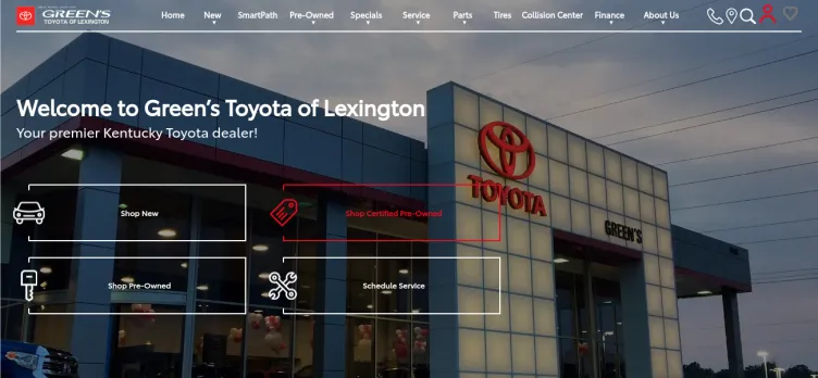 Screenshot Green's Toyota of Lexington