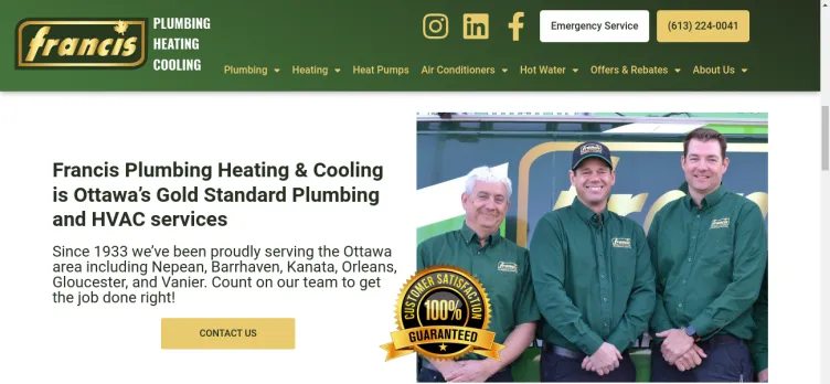 Screenshot Francis Plumbing & Heating