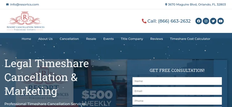 Screenshot Resort Cancellation Services